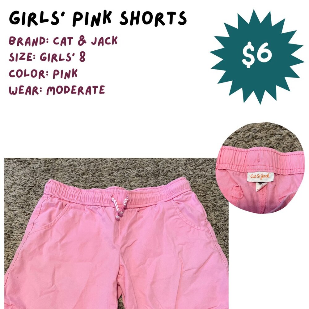 Girls' Pink Shorts, Size 8, Cat & Jack